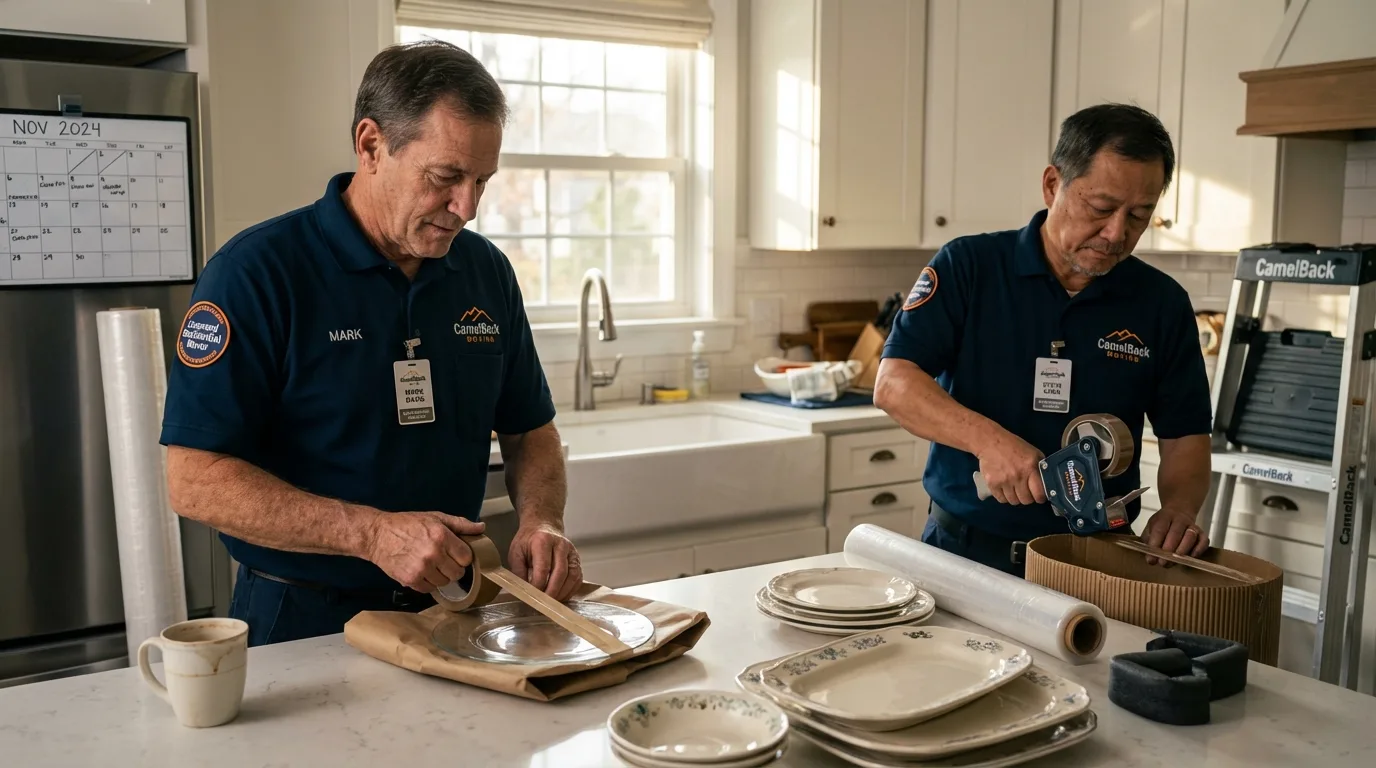 Professional crew packing kitchen dishware in Coopersburg, PA